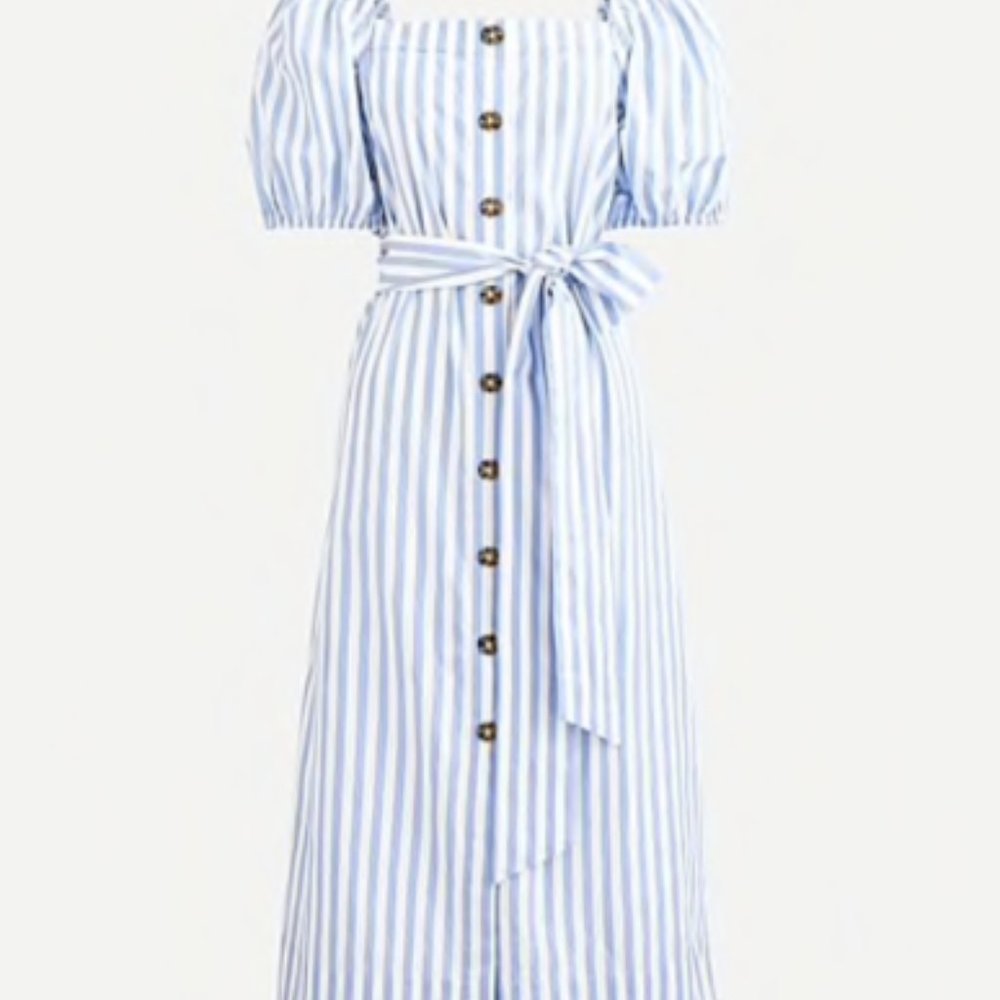 J. Crew Striped Midi Dress, blue & white, size XS